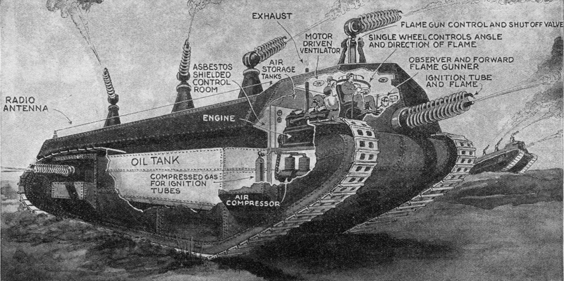 Illustration for article titled The Horrifying Flame Tank of the 1930s Meant to End All Wars